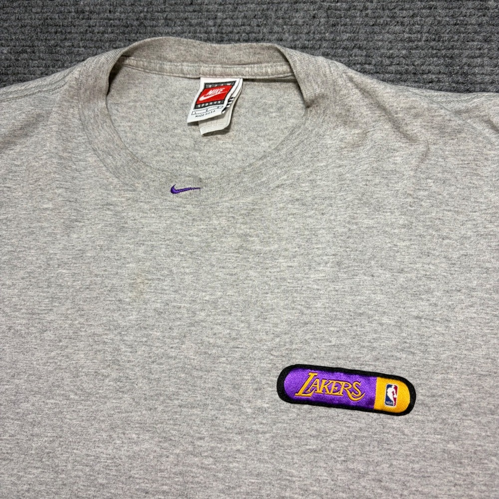 Vintage Nike Team Sports LA Lakers Shirt Mens Large Gray Made in USA 90s NBA